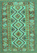 Machine Washable Southwestern Turquoise Country Area Rugs, wshcon686turq