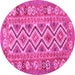 Round Southwestern Pink Country Rug, con686pnk