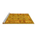 Sideview of Machine Washable Southwestern Yellow Country Rug, wshcon686yw