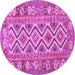 Round Southwestern Purple Country Rug, con686pur