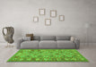 Machine Washable Southwestern Green Country Area Rugs in a Living Room,, wshcon686grn