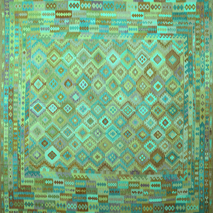Square Southwestern Turquoise Country Rug, con687turq
