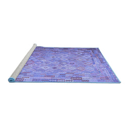 Sideview of Machine Washable Southwestern Blue Country Rug, wshcon687blu