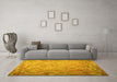 Machine Washable Southwestern Yellow Country Rug in a Living Room, wshcon687yw