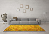 Machine Washable Southwestern Yellow Country Rug, wshcon687yw