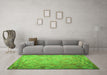 Machine Washable Southwestern Green Country Area Rugs in a Living Room,, wshcon687grn