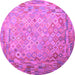 Round Southwestern Purple Country Rug, con687pur