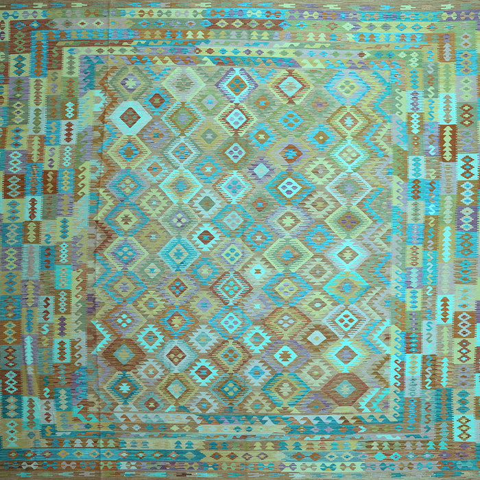 Square Southwestern Light Blue Country Rug, con687lblu