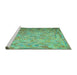 Sideview of Machine Washable Southwestern Turquoise Country Area Rugs, wshcon687turq