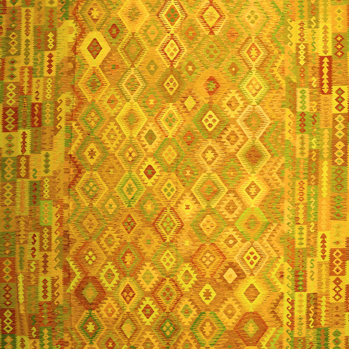 Machine Washable Southwestern Yellow Country Rug, wshcon687yw