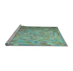 Sideview of Machine Washable Southwestern Light Blue Country Rug, wshcon687lblu