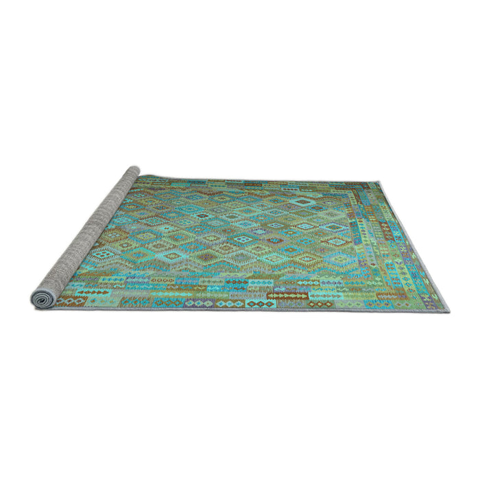 Sideview of Machine Washable Southwestern Light Blue Country Rug, wshcon687lblu
