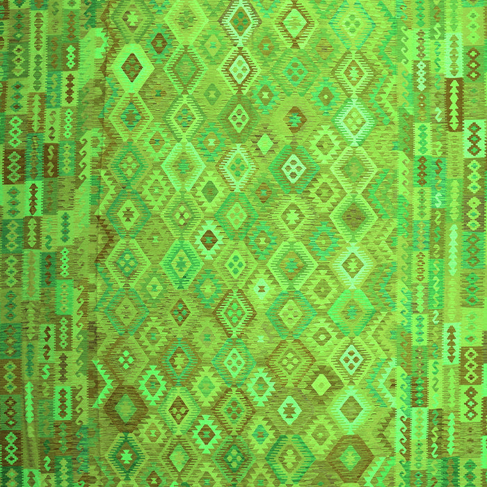 Serging Thickness of Machine Washable Southwestern Green Country Area Rugs, wshcon687grn
