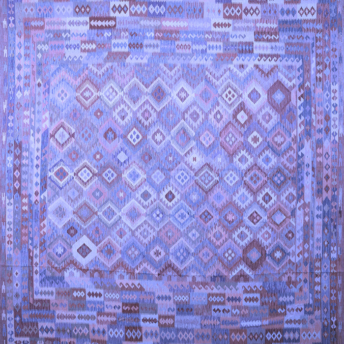 Square Machine Washable Southwestern Blue Country Rug, wshcon687blu