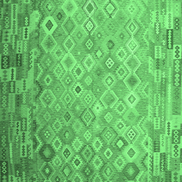 Machine Washable Southwestern Emerald Green Country Area Rugs, wshcon687emgrn