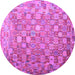 Round Machine Washable Oriental Purple Traditional Area Rugs, wshcon688pur