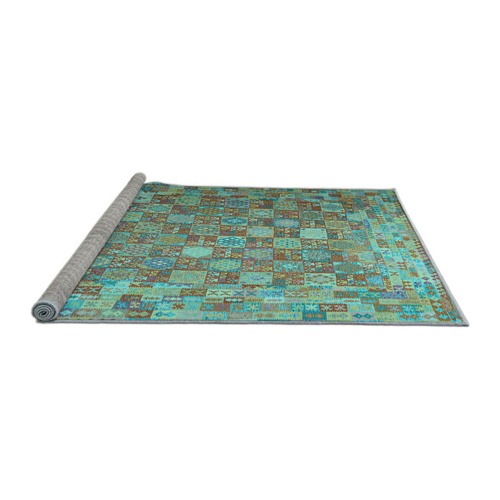 Sideview of Machine Washable Oriental Light Blue Traditional Rug, wshcon688lblu