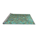 Sideview of Machine Washable Oriental Light Blue Traditional Rug, wshcon688lblu