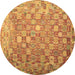 Round Machine Washable Oriental Brown Traditional Rug, wshcon688brn