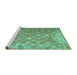 Sideview of Machine Washable Oriental Turquoise Traditional Area Rugs, wshcon688turq