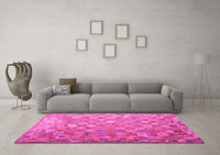 Machine Washable Oriental Pink Traditional Rug, wshcon688pnk