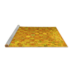 Sideview of Machine Washable Oriental Yellow Traditional Rug, wshcon688yw