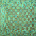 Square Machine Washable Oriental Turquoise Traditional Area Rugs, wshcon688turq