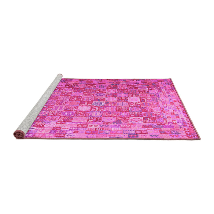 Sideview of Machine Washable Oriental Pink Traditional Rug, wshcon688pnk