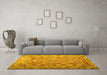 Machine Washable Oriental Yellow Traditional Rug in a Living Room, wshcon688yw