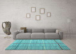 Machine Washable Abstract Light Blue Contemporary Rug in a Living Room, wshcon689lblu