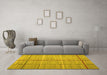 Machine Washable Abstract Yellow Contemporary Rug in a Living Room, wshcon689yw