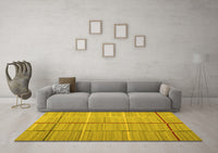 Machine Washable Abstract Yellow Contemporary Rug, wshcon689yw