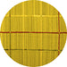 Round Machine Washable Abstract Yellow Contemporary Rug, wshcon689yw