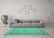 Machine Washable Abstract Turquoise Contemporary Area Rugs in a Living Room,, wshcon689turq