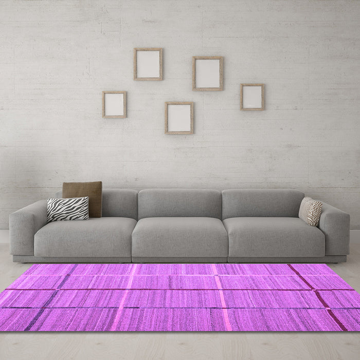 Machine Washable Abstract Purple Contemporary Area Rugs in a Living Room, wshcon689pur