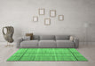 Machine Washable Abstract Emerald Green Contemporary Area Rugs in a Living Room,, wshcon689emgrn