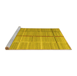 Sideview of Machine Washable Abstract Yellow Contemporary Rug, wshcon689yw
