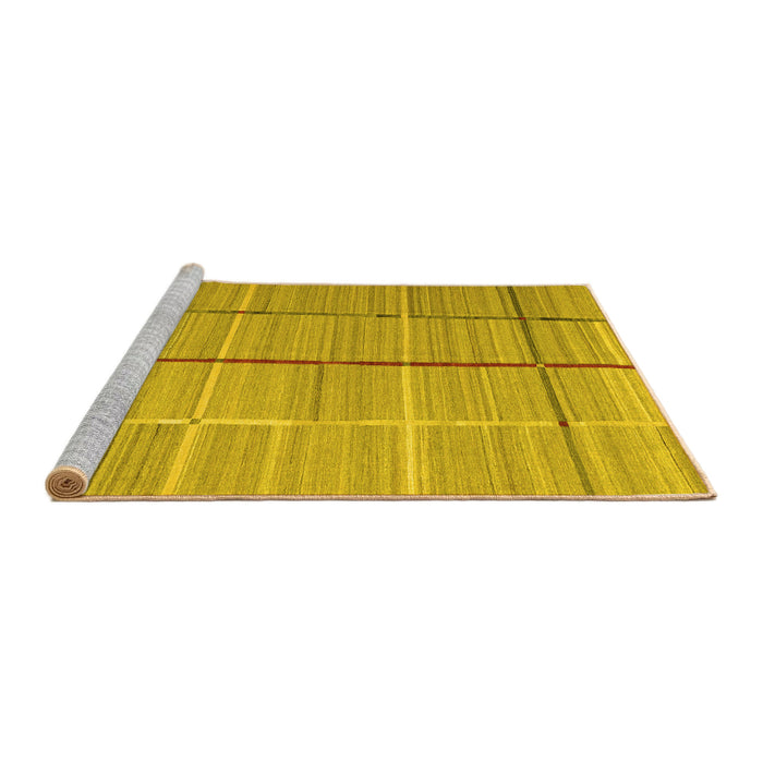 Sideview of Machine Washable Abstract Yellow Contemporary Rug, wshcon689yw