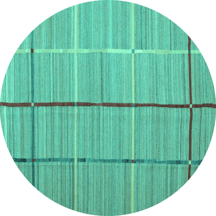 Round Abstract Turquoise Contemporary Rug, con689turq