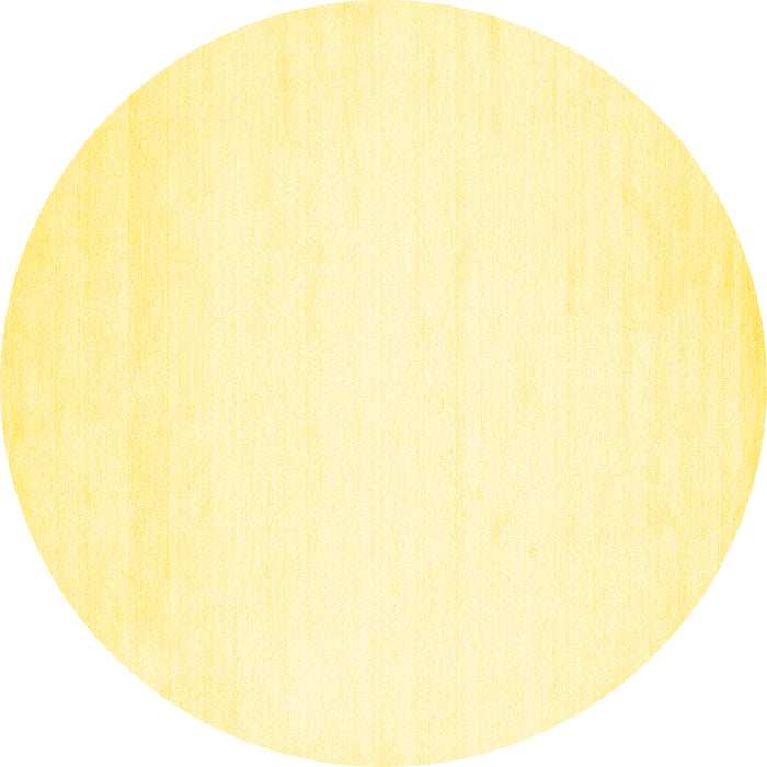 Round Machine Washable Solid Yellow Modern Rug, wshcon68yw