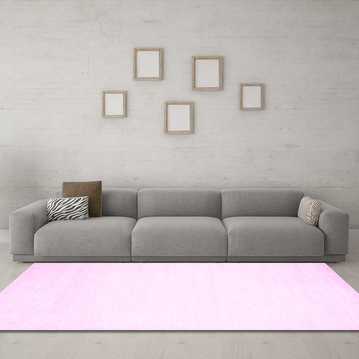 Machine Washable Solid Pink Modern Rug in a Living Room, wshcon68pnk