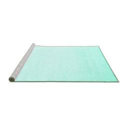 Sideview of Machine Washable Solid Turquoise Modern Area Rugs, wshcon68turq