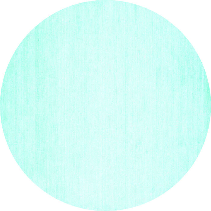 Round Machine Washable Solid Turquoise Modern Area Rugs, wshcon68turq
