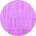 Round Machine Washable Abstract Purple Contemporary Area Rugs, wshcon690pur