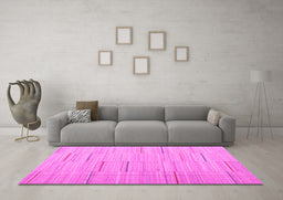 Machine Washable Abstract Pink Contemporary Rug in a Living Room, wshcon690pnk