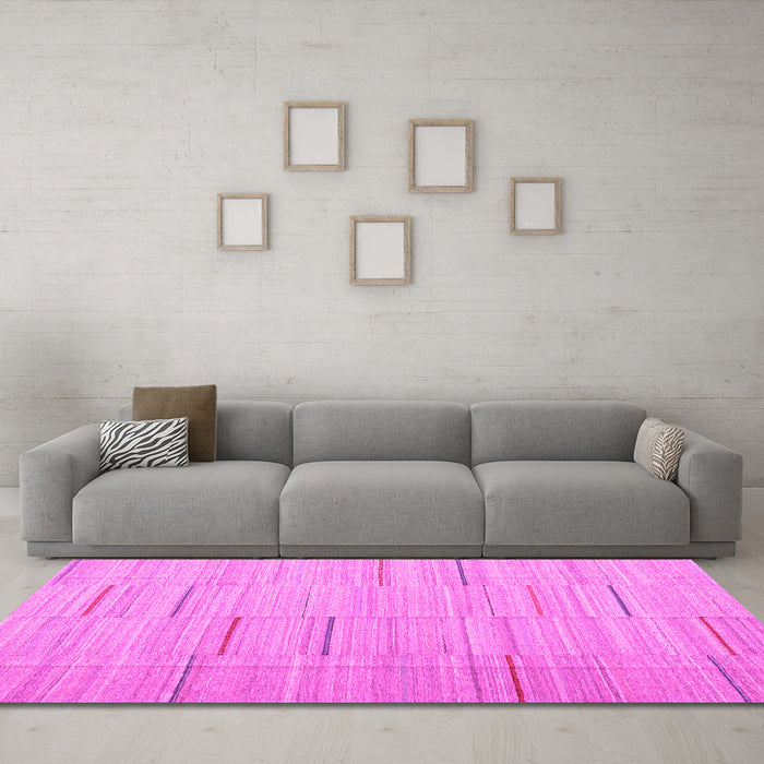 Machine Washable Abstract Pink Contemporary Rug in a Living Room, wshcon690pnk