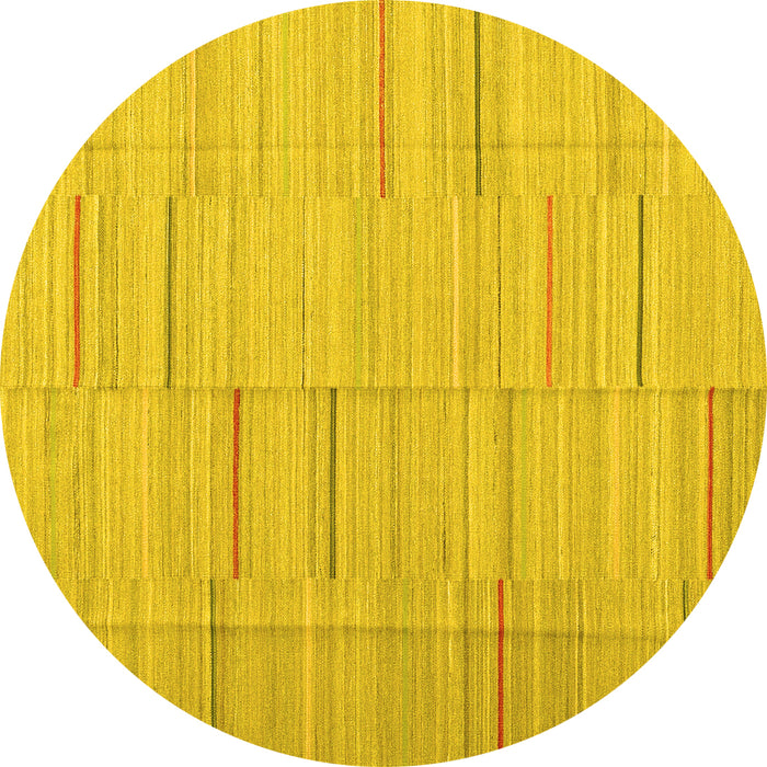 Round Abstract Yellow Contemporary Rug, con690yw