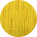 Round Abstract Yellow Contemporary Rug, con690yw