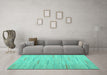 Machine Washable Abstract Turquoise Contemporary Area Rugs in a Living Room,, wshcon690turq