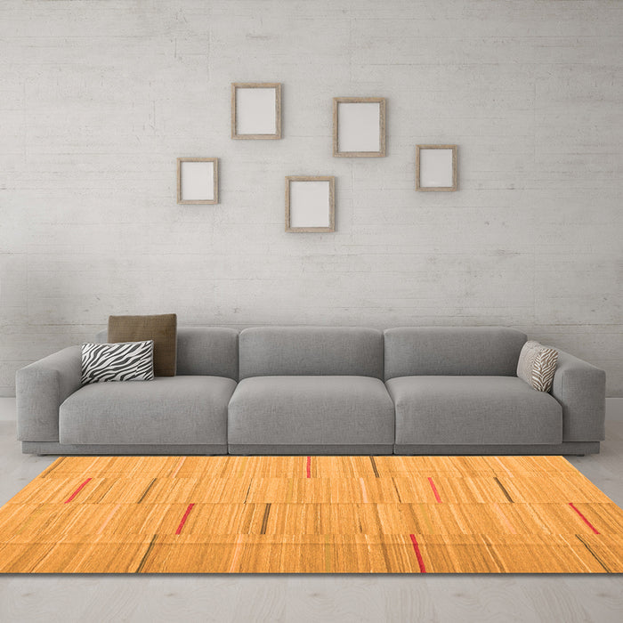 Machine Washable Abstract Orange Contemporary Area Rugs in a Living Room, wshcon690org